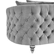 Gray finish luxurious soft velvet chesterfield loveseat by Galaxy additional picture 4