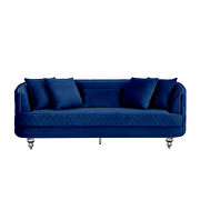 Blue finish luxurious soft velvet chesterfield sofa by Galaxy additional picture 11