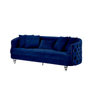 Blue finish luxurious soft velvet chesterfield sofa by Galaxy additional picture 12