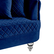 Blue finish luxurious soft velvet chesterfield sofa by Galaxy additional picture 3