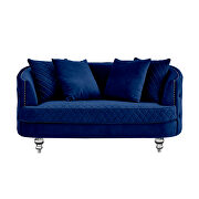 Blue finish luxurious soft velvet chesterfield sofa by Galaxy additional picture 8