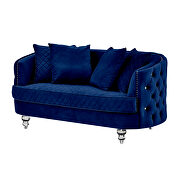 Blue finish luxurious soft velvet chesterfield sofa by Galaxy additional picture 9