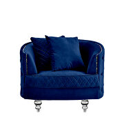 Blue finish luxurious soft velvet chesterfield chair by Galaxy additional picture 5
