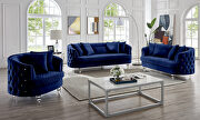 Blue finish luxurious soft velvet chesterfield chair by Galaxy additional picture 6