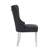 Black velvet upholstery/ silver stainless steel legs dining chair by Galaxy additional picture 3