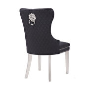Black velvet upholstery/ silver stainless steel legs dining chair by Galaxy additional picture 4
