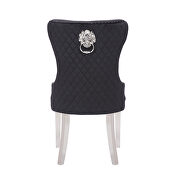 Black velvet upholstery/ silver stainless steel legs dining chair by Galaxy additional picture 5