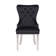 Black velvet upholstery/ silver stainless steel legs dining chair by Galaxy additional picture 9