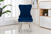 Blue velvet upholstery/ silver stainless steel legs dining chair by Galaxy additional picture 11