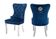 Blue velvet upholstery/ silver stainless steel legs dining chair by Galaxy additional picture 13