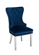 Blue velvet upholstery/ silver stainless steel legs dining chair by Galaxy additional picture 3