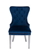Blue velvet upholstery/ silver stainless steel legs dining chair by Galaxy additional picture 4