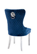 Blue velvet upholstery/ silver stainless steel legs dining chair by Galaxy additional picture 5