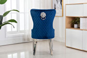Blue velvet upholstery/ silver stainless steel legs dining chair by Galaxy additional picture 10