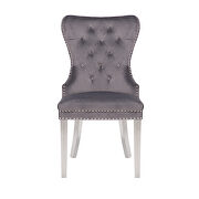 Dark gray velvet upholstery/ silver stainless steel legs dining chair by Galaxy additional picture 2