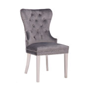 Dark gray velvet upholstery/ silver stainless steel legs dining chair by Galaxy additional picture 3