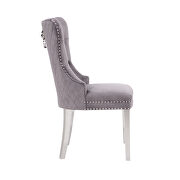 Dark gray velvet upholstery/ silver stainless steel legs dining chair by Galaxy additional picture 4