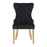 Black velvet upholstery with gold legs dining chair by Galaxy additional picture 3