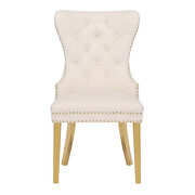 Beige velvet upholstery with gold legs dining chair by Galaxy additional picture 2