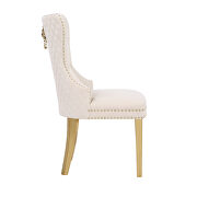 Beige velvet upholstery with gold legs dining chair by Galaxy additional picture 3