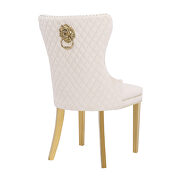 Beige velvet upholstery with gold legs dining chair by Galaxy additional picture 4