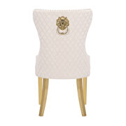 Beige velvet upholstery with gold legs dining chair by Galaxy additional picture 5