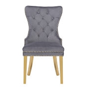 Dark gray velvet upholstery with gold legs dining chair by Galaxy additional picture 3
