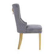 Dark gray velvet upholstery with gold legs dining chair by Galaxy additional picture 4