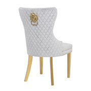 Light gray velvet upholstery with gold legs dining chair by Galaxy additional picture 5