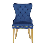 Navy velvet upholstery with gold legs dining chair by Galaxy additional picture 3