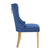 Navy velvet upholstery with gold legs dining chair by Galaxy additional picture 4