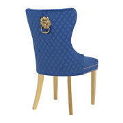 Navy velvet upholstery with gold legs dining chair by Galaxy additional picture 5