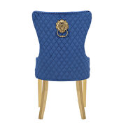 Navy velvet upholstery with gold legs dining chair by Galaxy additional picture 6