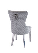 Light gray velvet upholstery/ silver stainless steel legs dining chair by Galaxy additional picture 4