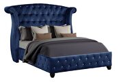 Navy velvet button tufted queen bed by Galaxy additional picture 2
