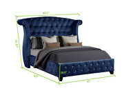 Navy velvet button tufted queen bed by Galaxy additional picture 4