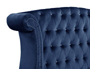 Navy velvet button tufted queen bed by Galaxy additional picture 7
