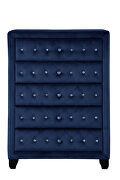 Navy velvet button tufted chest by Galaxy additional picture 2