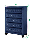 Navy velvet button tufted chest by Galaxy additional picture 3
