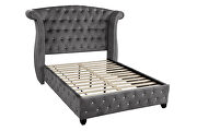 Gray velvet button tufted queen bed by Galaxy additional picture 3