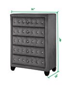 Gray velvet button tufted chest by Galaxy additional picture 3