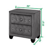 Gray velvet button tufted nightstand by Galaxy additional picture 3