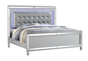 Clean midcentury lines silver modern look queen bed by Galaxy additional picture 4