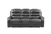Power reclining sofa made with leather gel upholstery in gray by Galaxy additional picture 13