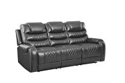 Power reclining sofa made with leather gel upholstery in gray by Galaxy additional picture 3