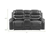 Power reclining sofa made with leather gel upholstery in gray by Galaxy additional picture 7