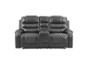 Power reclining sofa made with leather gel upholstery in gray by Galaxy additional picture 9