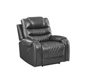 Power reclining chair made with leather gel upholstery in gray by Galaxy additional picture 3