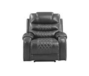 Power reclining chair made with leather gel upholstery in gray by Galaxy additional picture 6