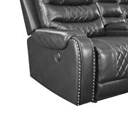 Power reclining loveseat made with leather gel upholstery in gray by Galaxy additional picture 2